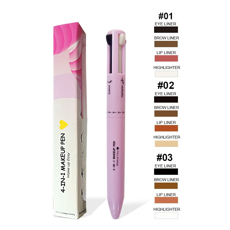 Beauty Linasi Makeup - 4 in 1アイブロウペンシルリップライナーハイライターペン防水描画アイブロウロングラスティングイージーカラーアイライナーメイクアップビューティーツール