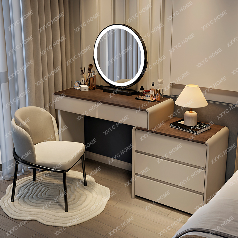 Beauty Makeup Vanity Set - HHAesthetic 木製化粧台ミラー フルセット ビューティーメイクアップ 寝室用ドレッサー オーガナイザー