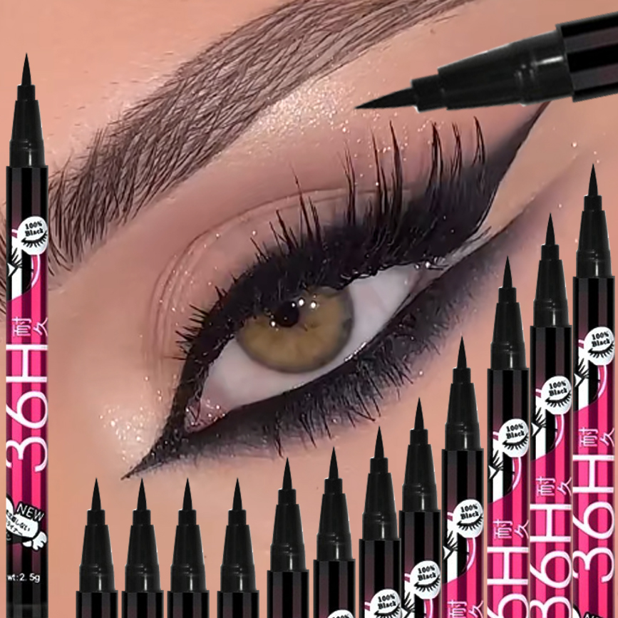 Beauty Linasi Makeup - 1/5/12 個黒液体アイライナーセット防水速乾超微細スムーズアイライナーペンシルペンメイクアップ化粧品美容ツール