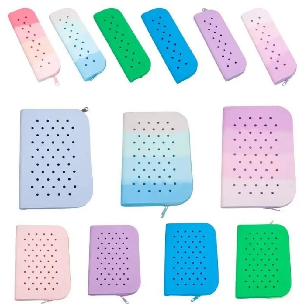 Beauty Preservation Makeup Bag - カラフルな穴シリコーン鉛筆ケースジッパー大容量文具収納袋ポータブルソフトメイクアップオーガナイザー学生