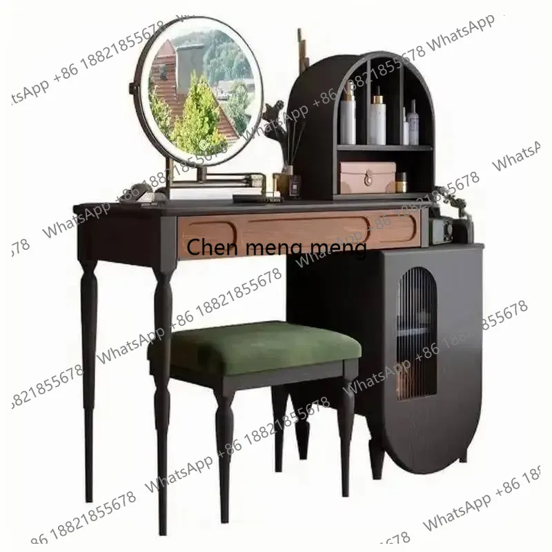 Beauty Makeup Vanity Set - オーガナイザーブラックバニティテーブル引き出し付きスツール大型ビューティーフルセットメイクアップキャビネット高級モダンベスティドーレストレンディ