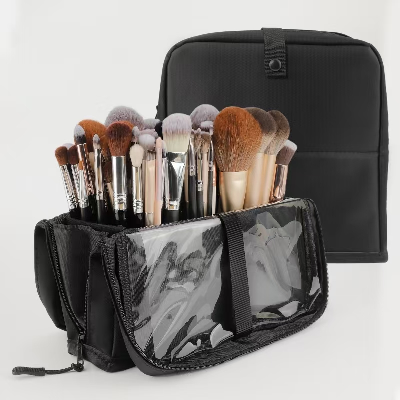 大きな黒い折りたたみ式メイクアップバッグ、14～40穴収納オ - Beauty Preservation Makeup Bag のレビューと価格