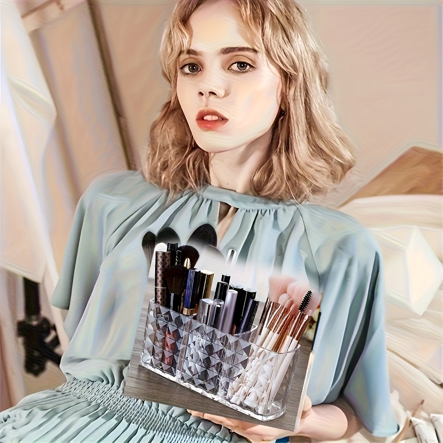 3ピース高級美容収納セット、ダイヤモンド型3区画透明メイクブ - Beauty Makeup Vanity Set のレビューと価格