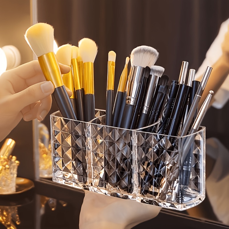 3ピース高級美容収納セット、ダイヤモンド型3区画透明メイクブ - Beauty Makeup Vanity Set のレビューと価格