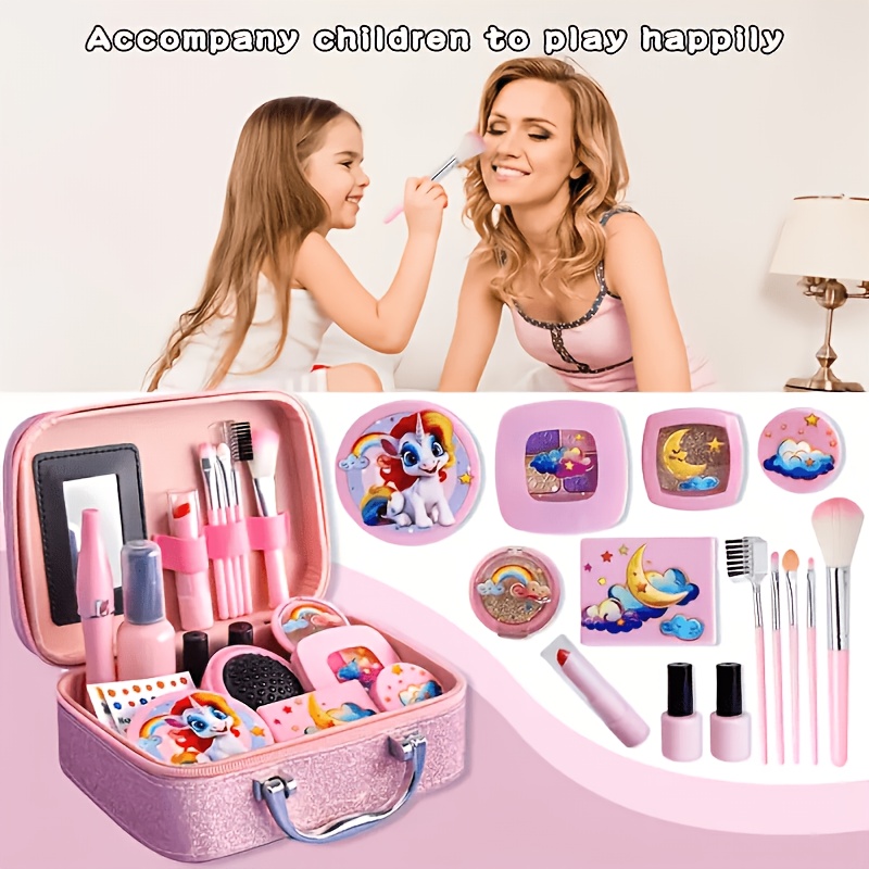 ユニコーンキッズごっこ遊びメイクアップセット、収納バッグ付き - Beauty Makeup Kit For Kids のレビューと価格