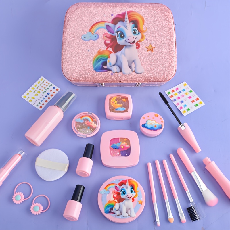 ユニコーンキッズごっこ遊びメイクアップセット、収納バッグ付き - Beauty Makeup Kit For Kids のレビューと価格