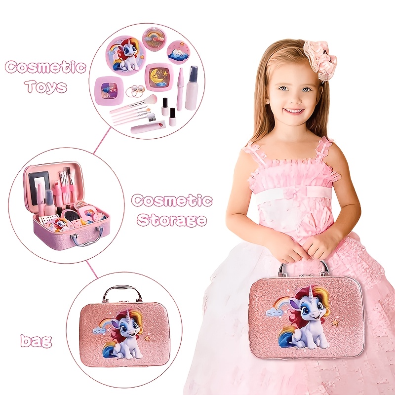 ユニコーンキッズごっこ遊びメイクアップセット、収納バッグ付き - Beauty Makeup Kit For Kids のレビューと価格