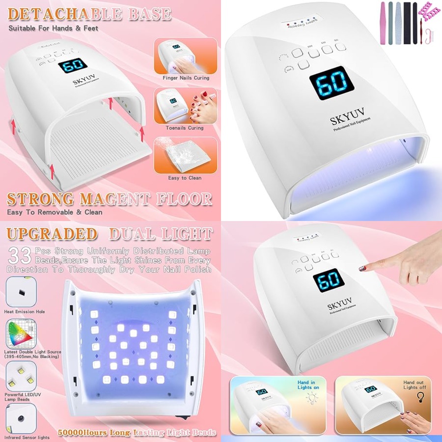 充電式高速乾燥UV LEDネイルランプ、LEDネイルドライヤ - Gel Nail Polish のレビューと価格