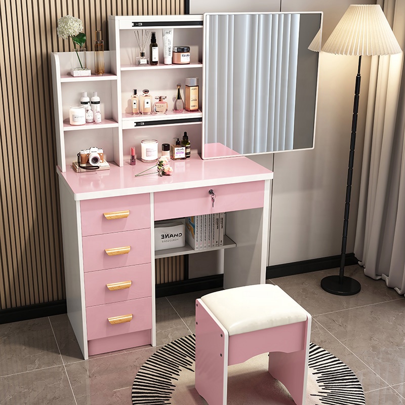 北欧スタイルの女性用寝室家具、モダンな小型ビューティー4段引 - Beauty Makeup Vanity Set のレビューと価格