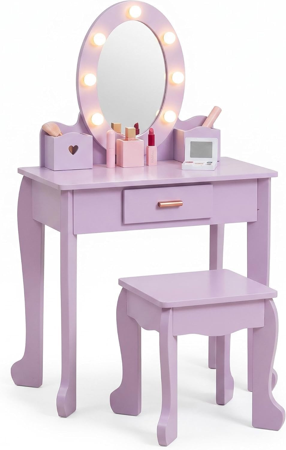 子供用ドレッシングテーブルとスツールセット（ライト＆ミラー付 - Beauty Makeup Kit For Kids のレビューと価格