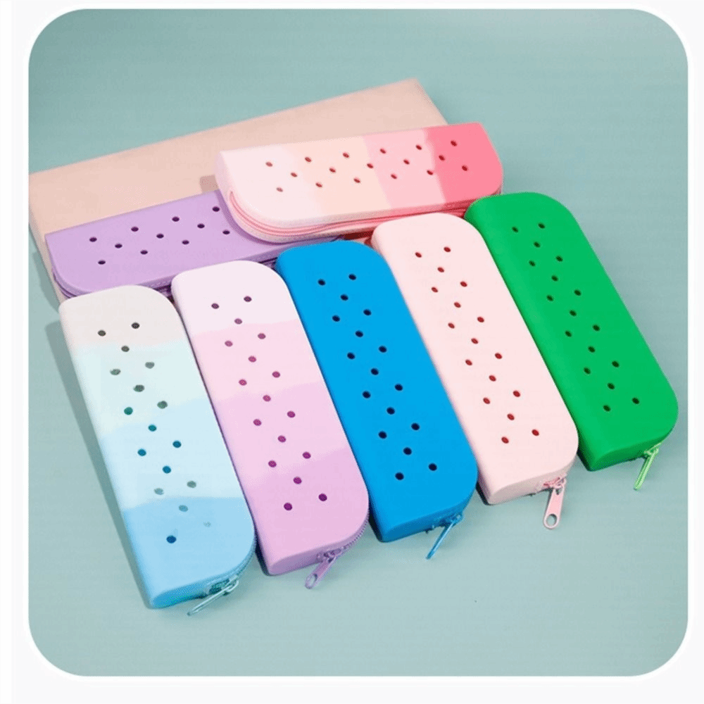 カラフルな穴シリコーン鉛筆ケースジッパー大容量文具収納袋ポー - Beauty Preservation Makeup Bag のレビューと価格