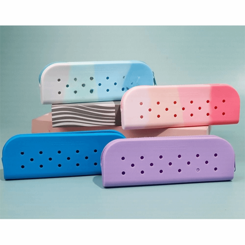 カラフルな穴シリコーン鉛筆ケースジッパー大容量文具収納袋ポー - Beauty Preservation Makeup Bag のレビューと価格