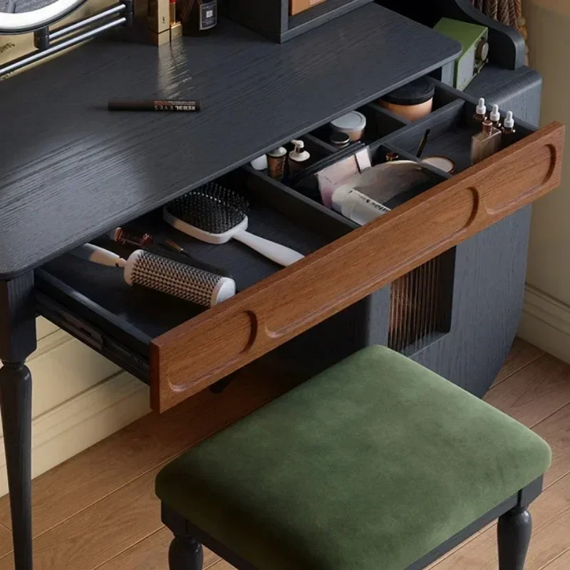 オーガナイザーブラックバニティテーブル引き出しスツール大型美 - Beauty Makeup Vanity Set のレビューと価格