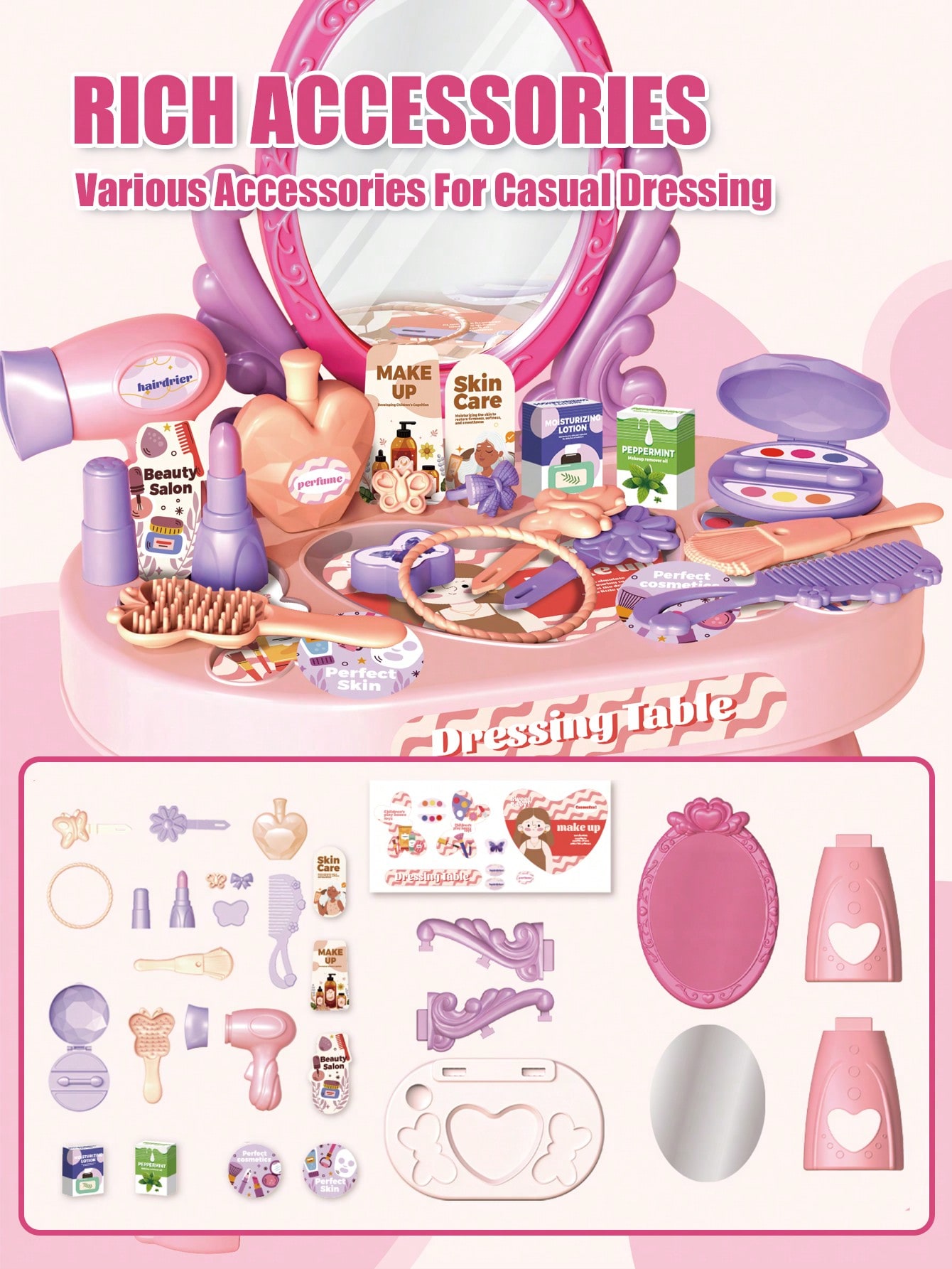 子供用プリンセスドレッシングテーブルおもちゃセット、鏡と30 - Beauty Makeup Kit For Kids のレビューと価格
